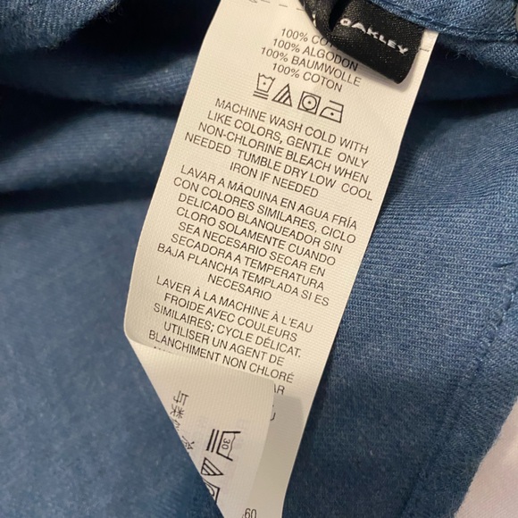 Men’s blue Oakley 100% cotton long sleeve button up shirt size S - Picture 8 of 9